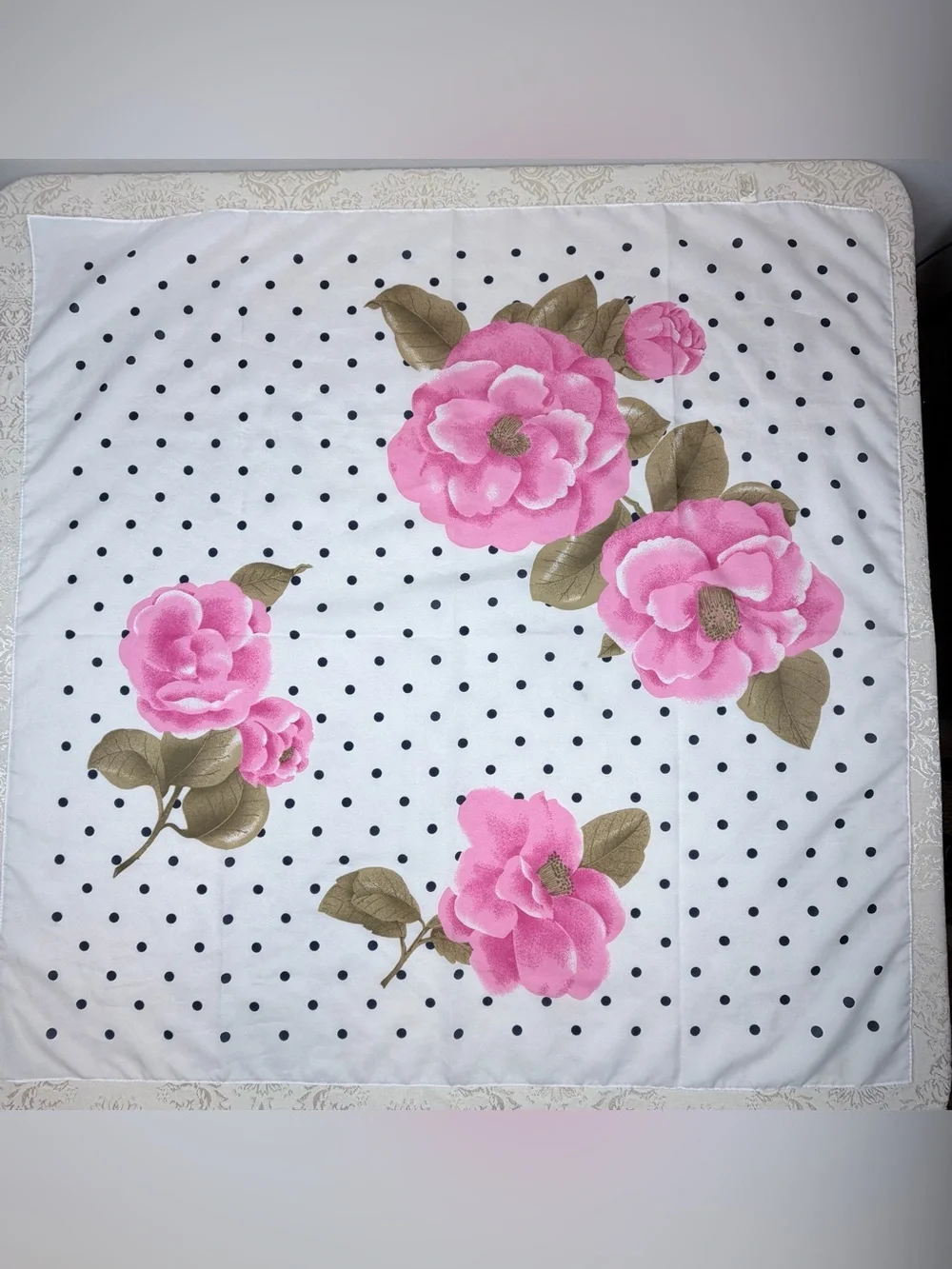 Vintage Glentex Scarf - Elegant Rose Accent, Italy